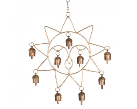  Sun shaped Wall Hanging with 9 Bells